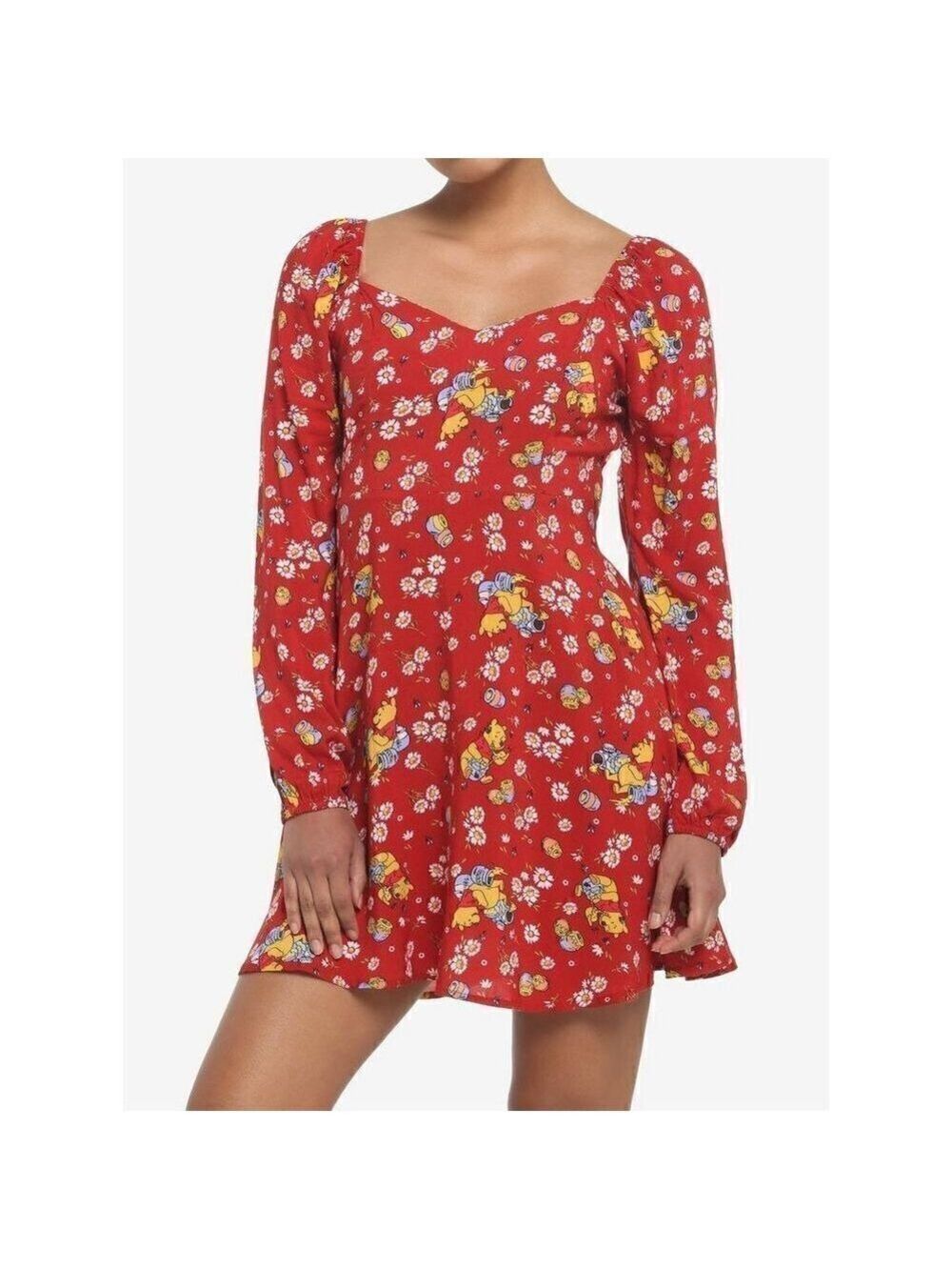 Disney Winnie The Pooh Floral Long-Sleeve Dress (Small)